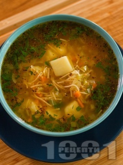 Постна зеленчукова супа / чорба с картофи, моркови, чушки и лук по селски - снимка на рецептата